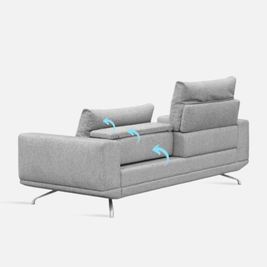 Aston Recliner Sofa, 210, Grey (with ottoman) [In-Stock x2]